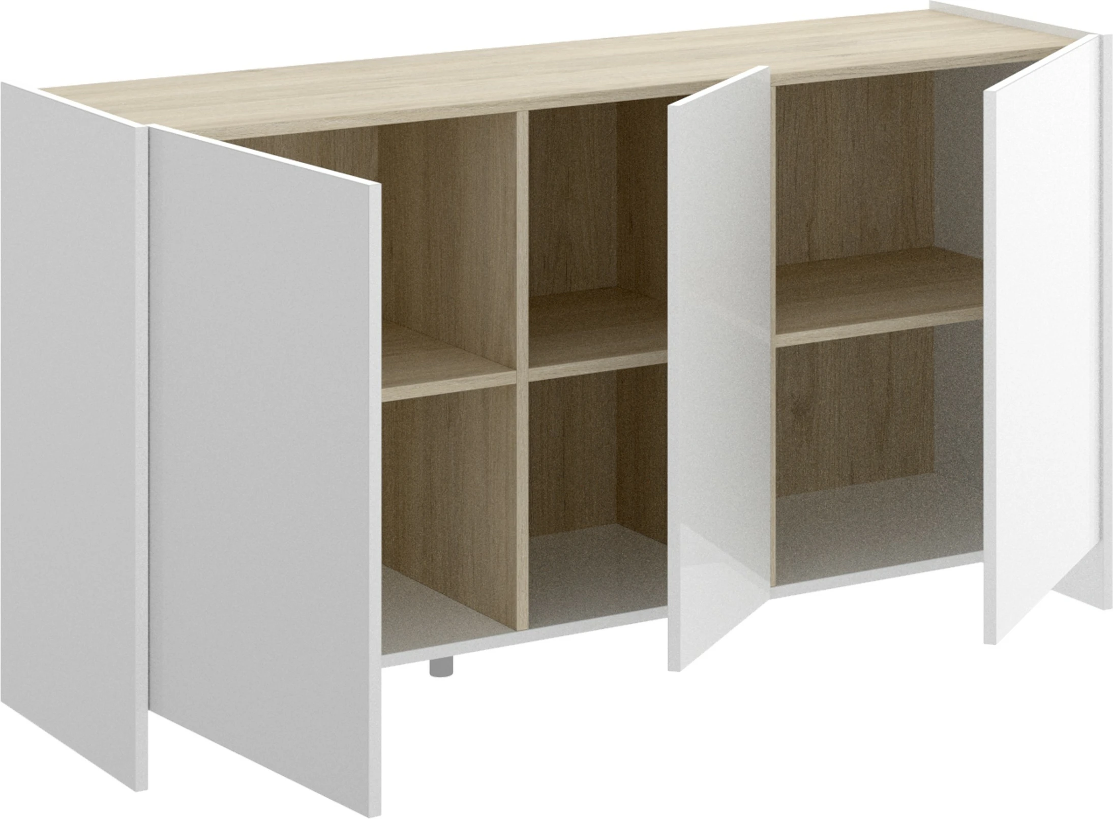 Aparador moderno 3 puertas blanco/natural largo 138 cm - Imagen 3