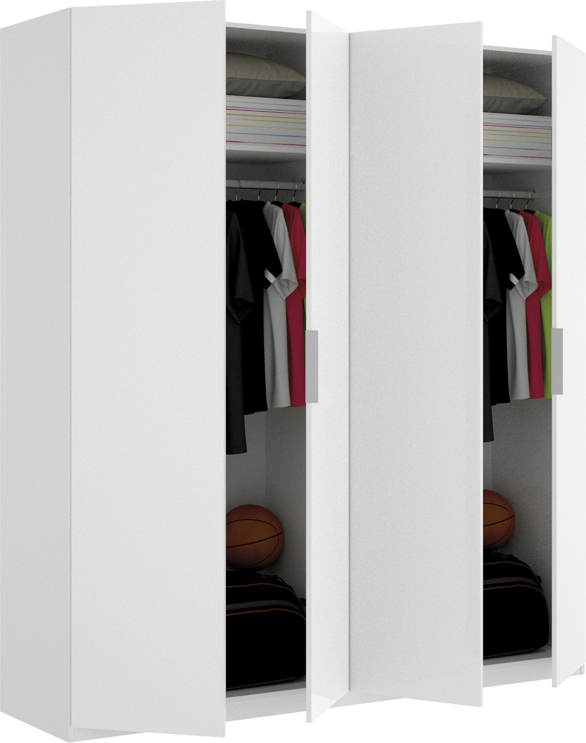 Armario blanco 4 Puertas abatibles ancho 180 cm - Imagen 2