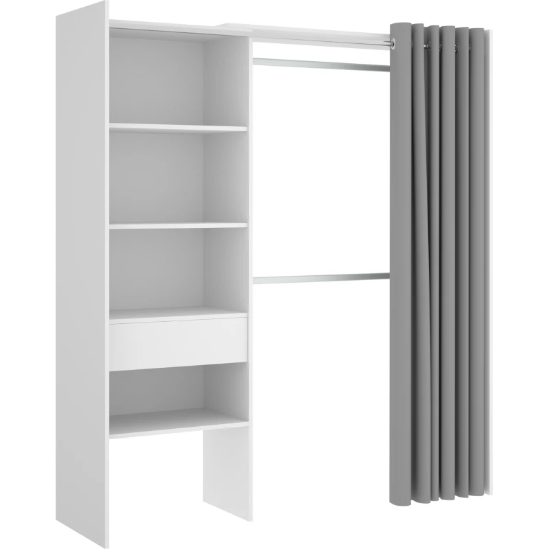 Armario vestidor con cajón + cortina blanco