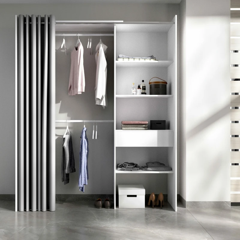 Armario vestidor con cajón + cortina blanco - Imagen 2
