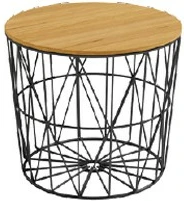 Mesita auxiliar redonda de 48x43 cm con estructura metálica - Imagen 5