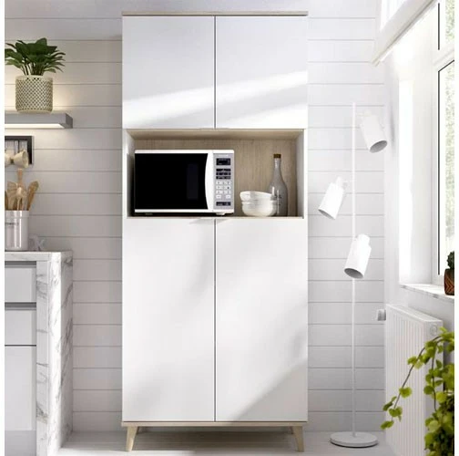 Mueble auxiliar cocina 4 puertas color blanco/natural