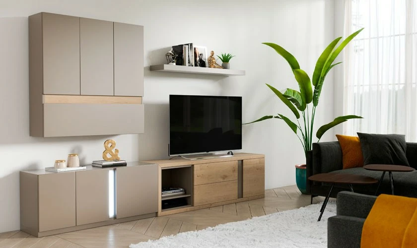 Mueble comedor con vitrina colgada