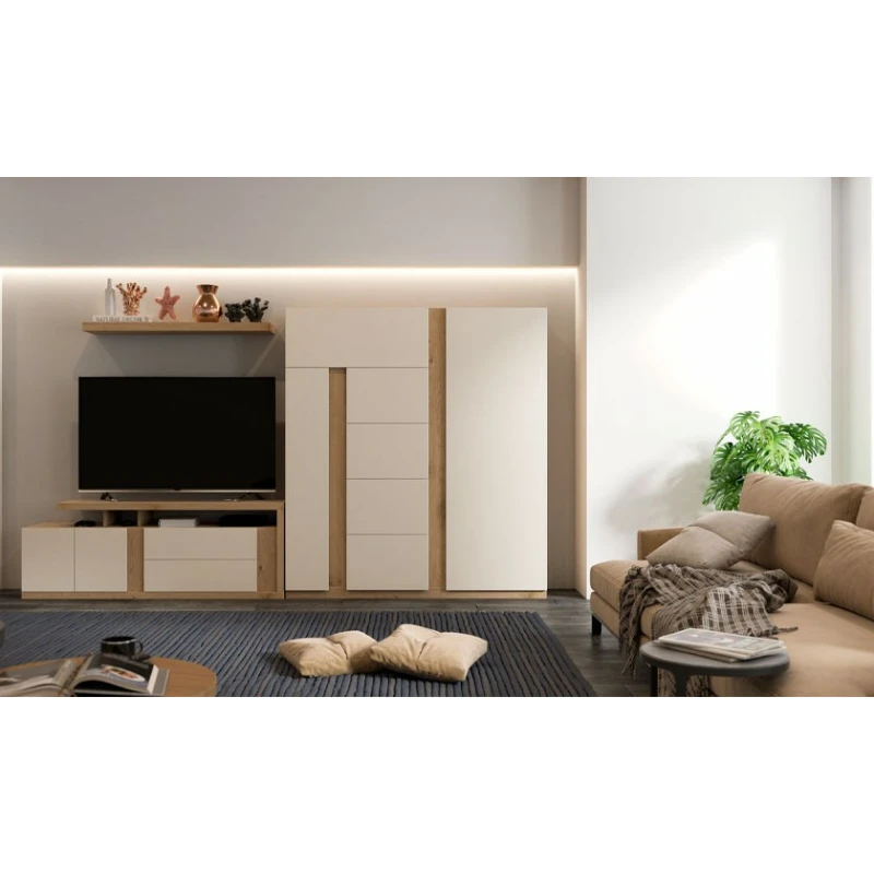 Mueble de comedor + estantería lacado crema