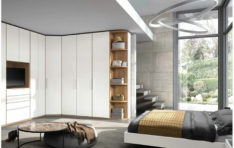 Armario rinconero con hueco para TV madera/blanco