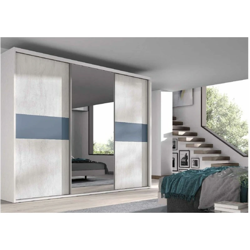 Armario 2 puertas en blanco con acabados en cobalto lacado