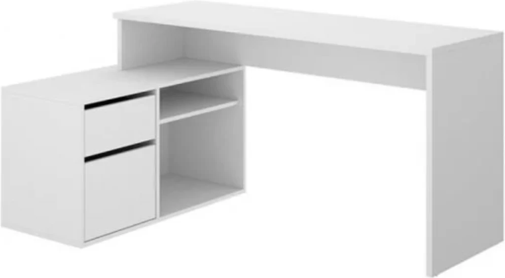 Escritorio en L + estante + cajones