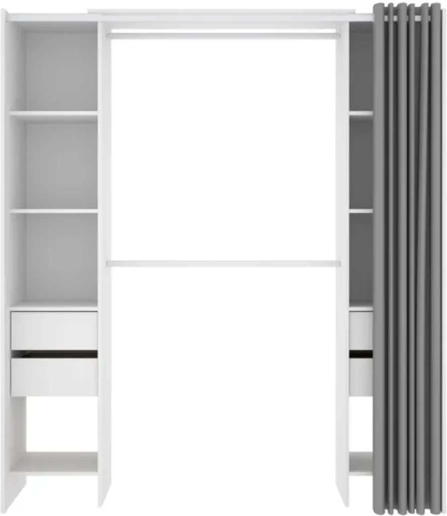 Vestidor con 4 cajones + cortina + 2 barras