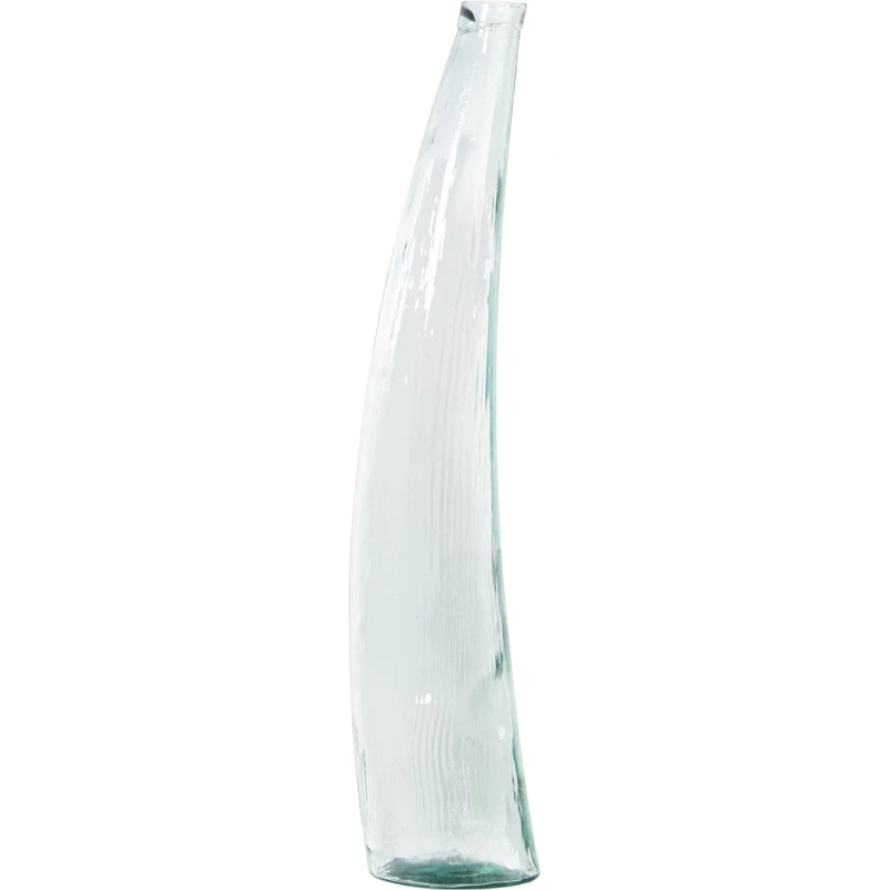 Jarrón vidrio reciclado curvado alto 100 cm transparente
