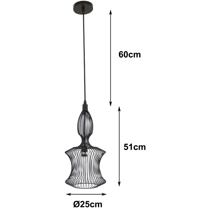 Lámpara techo metal negra ø25X51 cm - Imagen 2