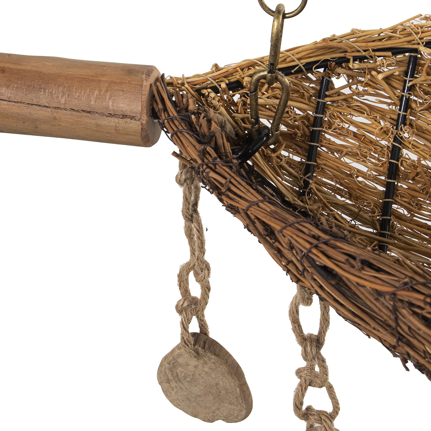 Lámpara techo bambú/madera pie dorado - Imagen 3