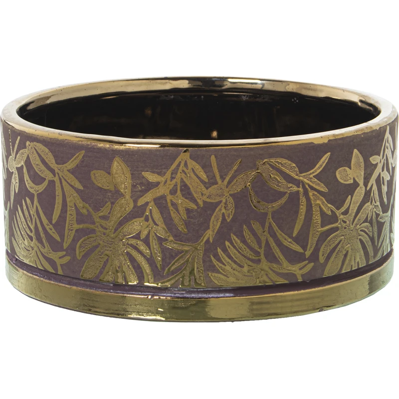 Macetero cerámica marrón/oro ø20X9 cm