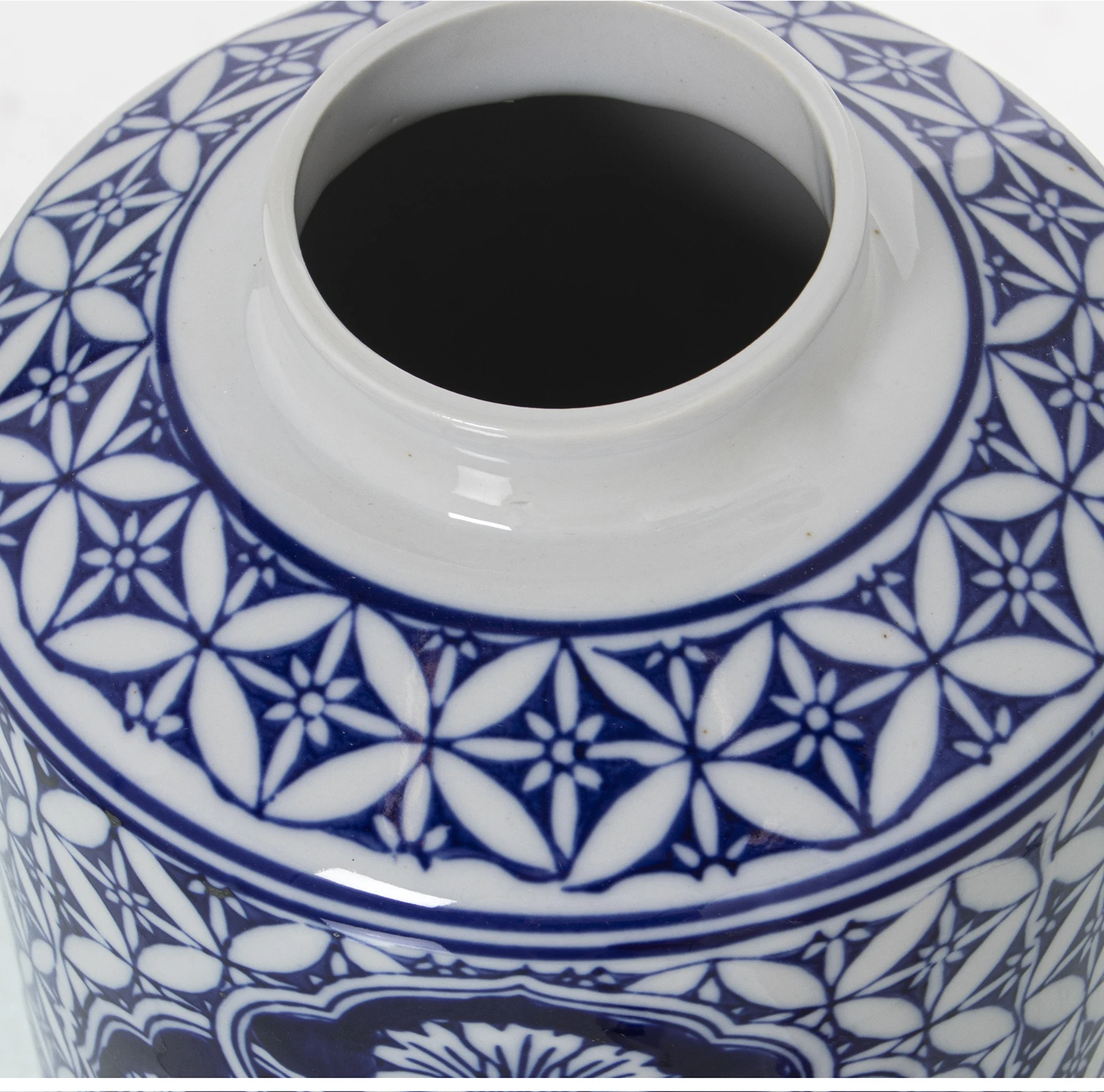 Tibor de cerámica dibujo blanco/azul 22 cm - Imagen 2