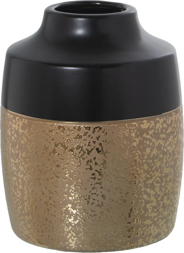 Jarrón de cerámica negro/oro 15 cm