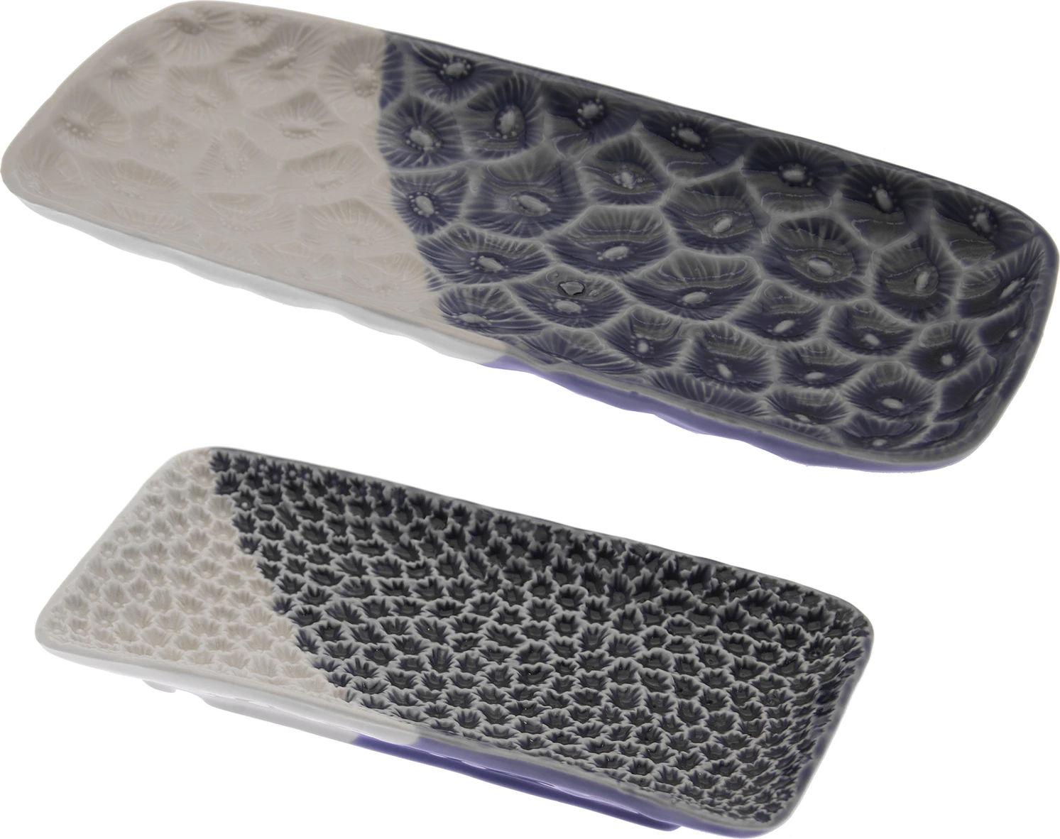 Set de 2 centros de mesa rectangulares blanco arena/negro