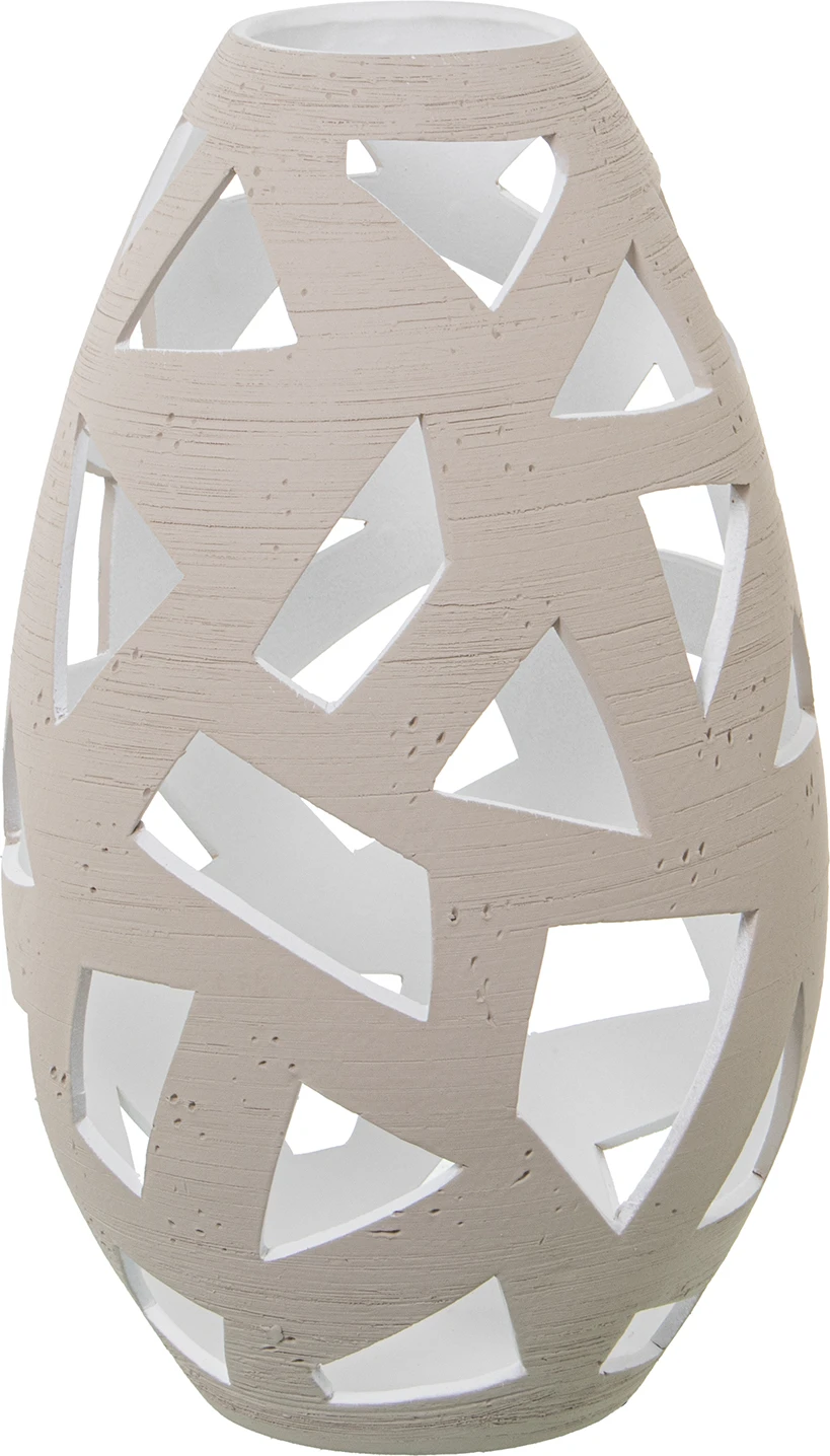 Jarrón de cerámica blanco crudo con huecos