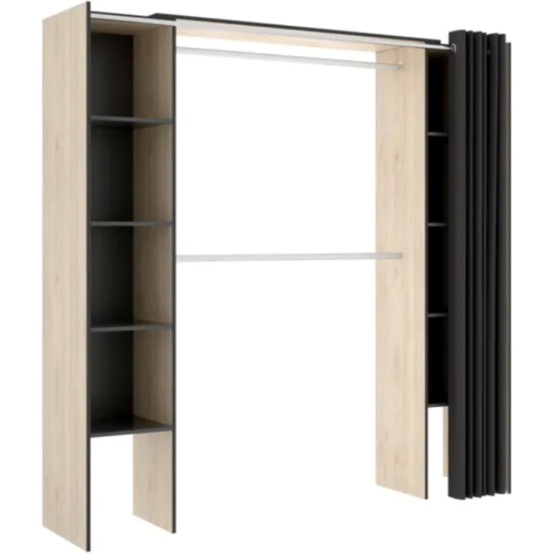 Kit vestidor olor natural y grafito con cortina