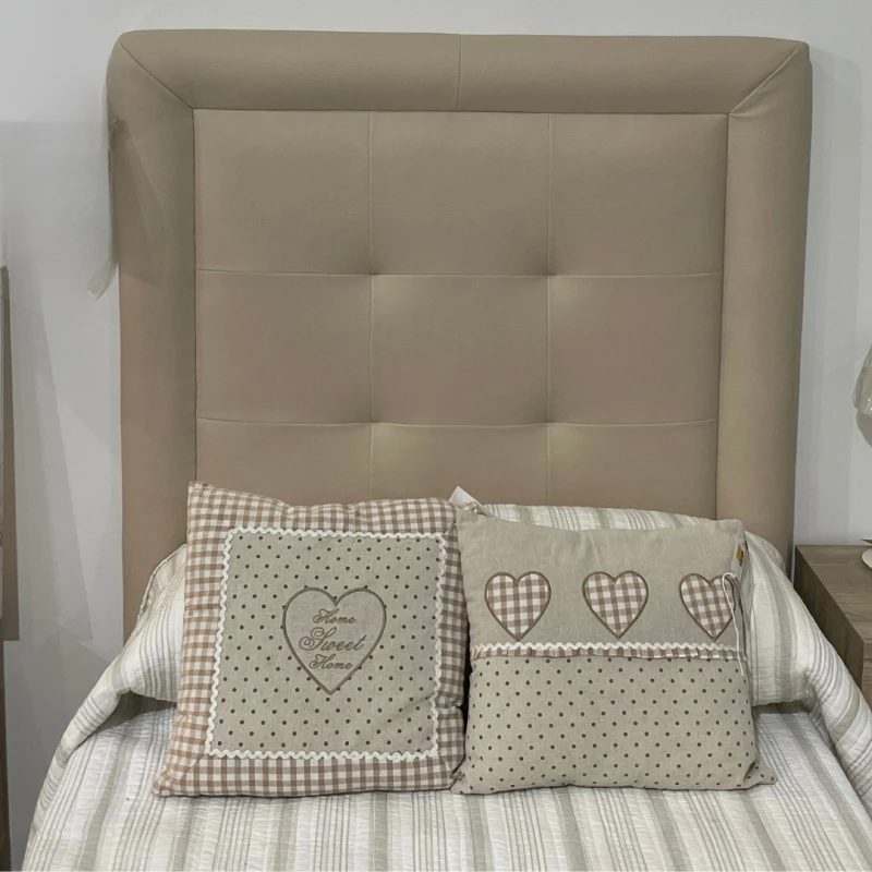 Cabecero de polipiel beige para cama de 90 cm