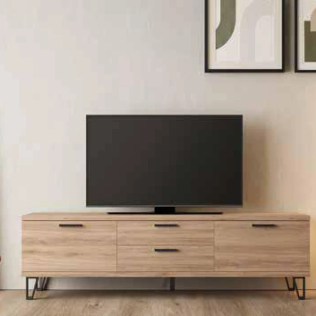 Mueble de TV con 2 puertas + 2 cajones roble natural