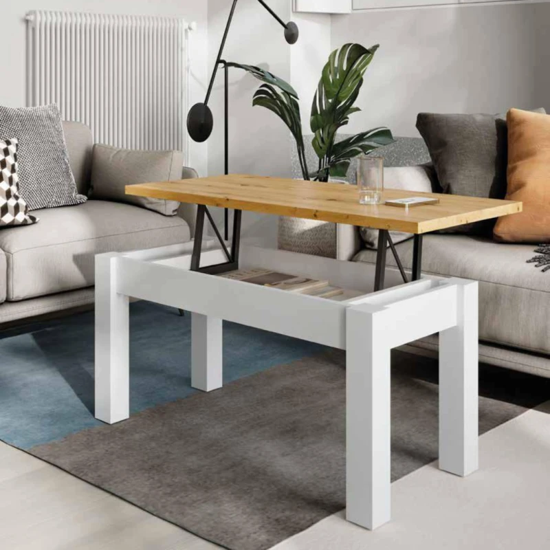 Mesa de centro elevable con patas cuadradas