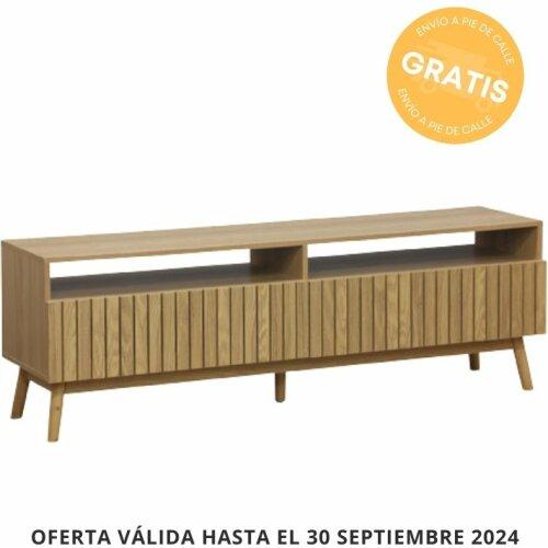 Mueble de TV con cajones y frente alistonado en oferta