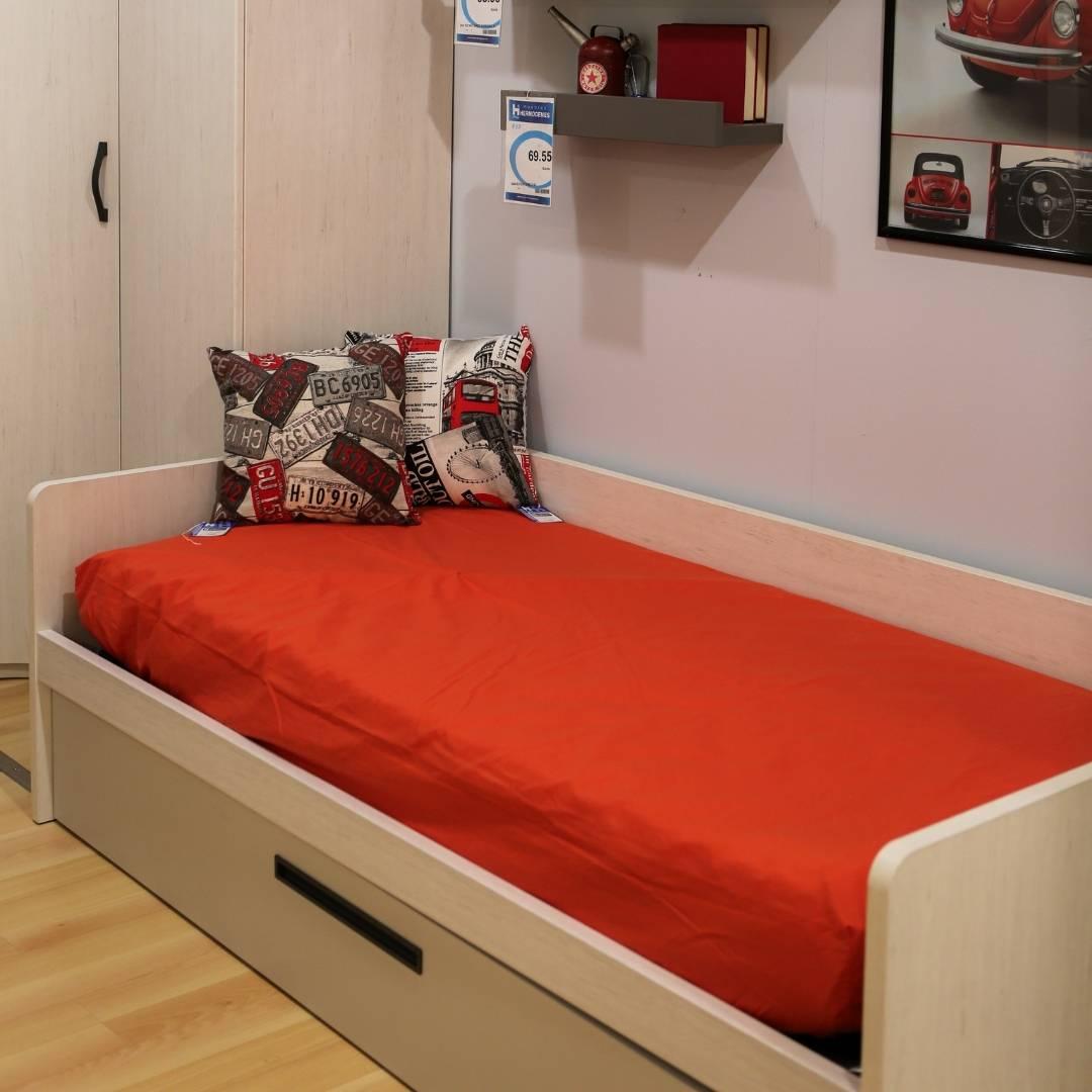 Cama nido y armario rinconero color abedul/gris - Imagen 2