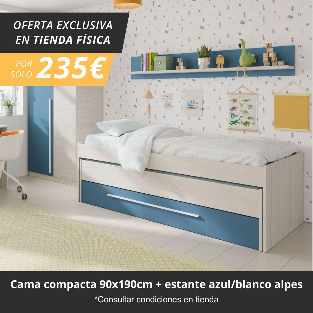 cama compacta 90x190cm y estante