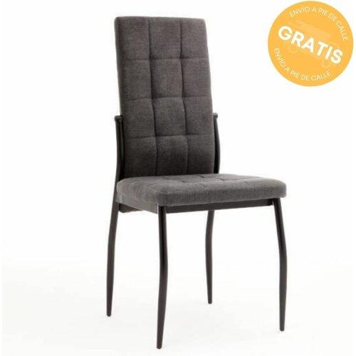 Silla de comedor con tapizado gris oscuro