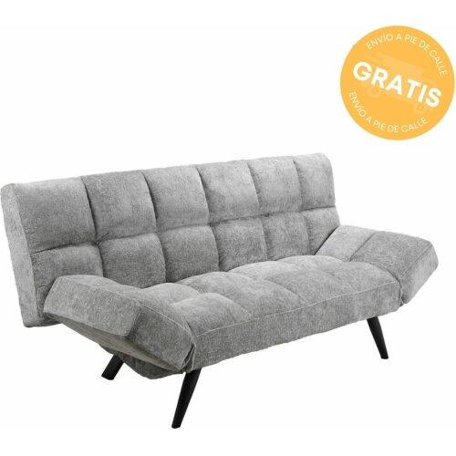 Sofá cama clic clac en color gris y patas metálicas negras