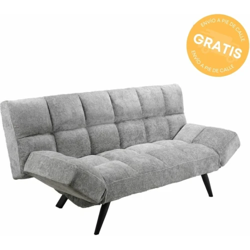 Sofá cama clic clac en color gris y patas metálicas negras