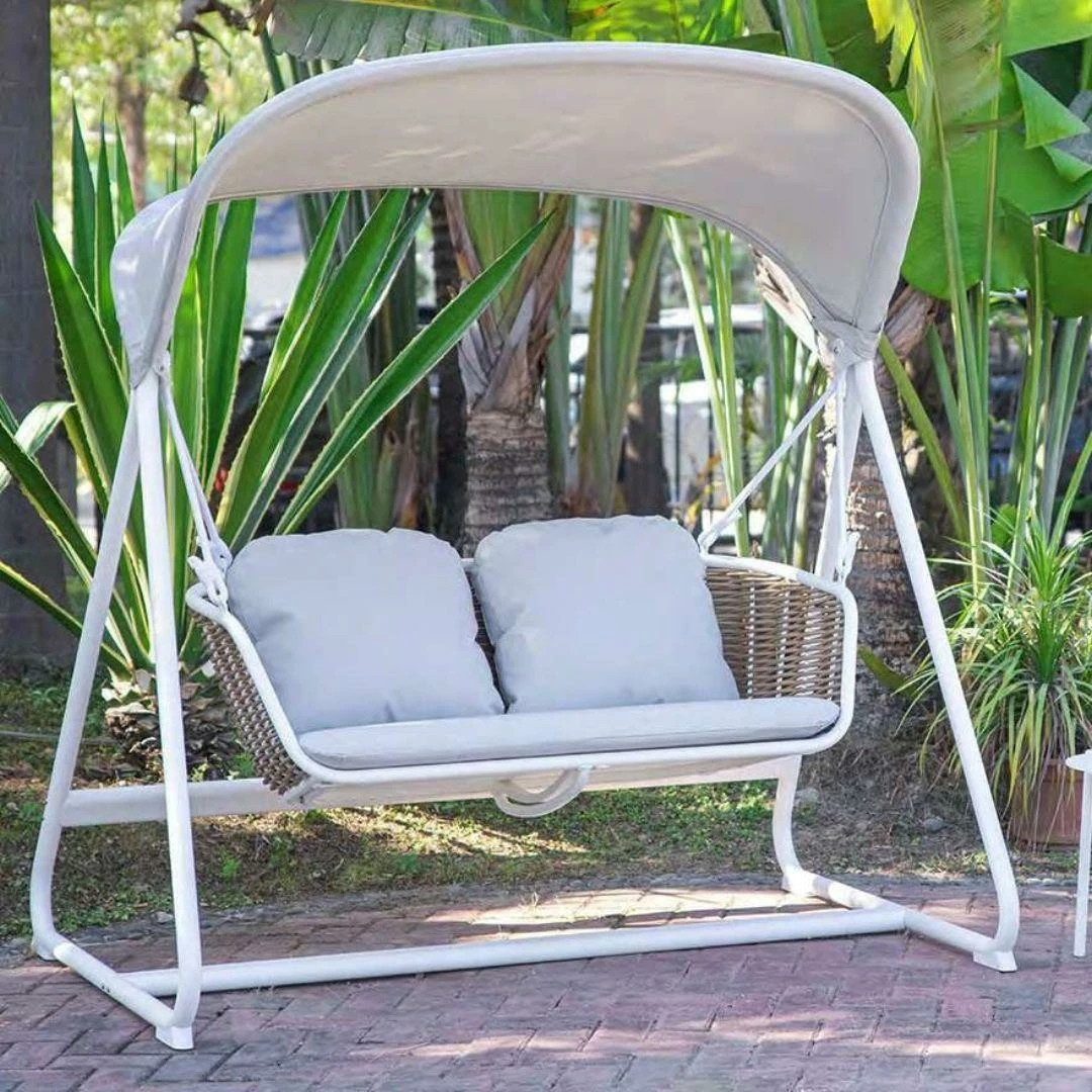 Columpio de jardín Coral en aluminio y fibra trenzada