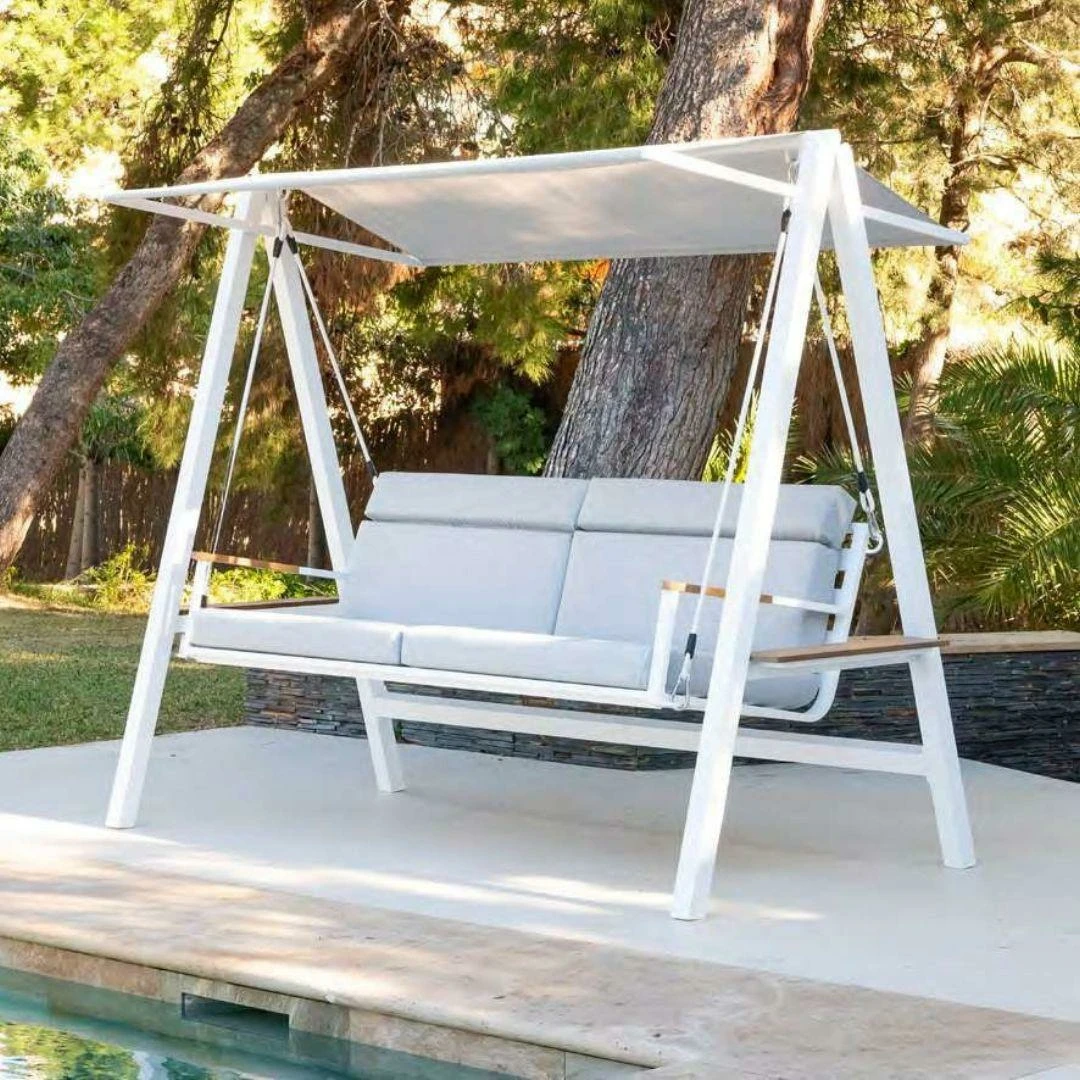 Columpio para jardín Artola de aluminio blanco