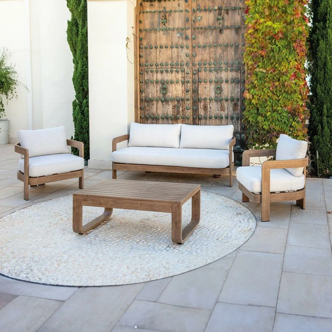 Conjunto de jardín 5 plazas en aluminio imitación madera