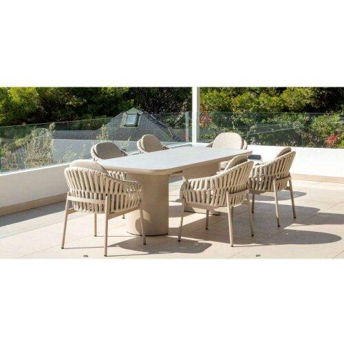 Comedor exterior Cairo con mesa y 6 sillones trenzados a mano