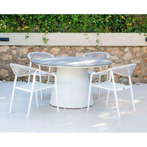 Comedor de terraza Haití con mesa redonda y sillones