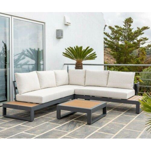 Rinconera de jardín con mesa de centro en aluminio antracita