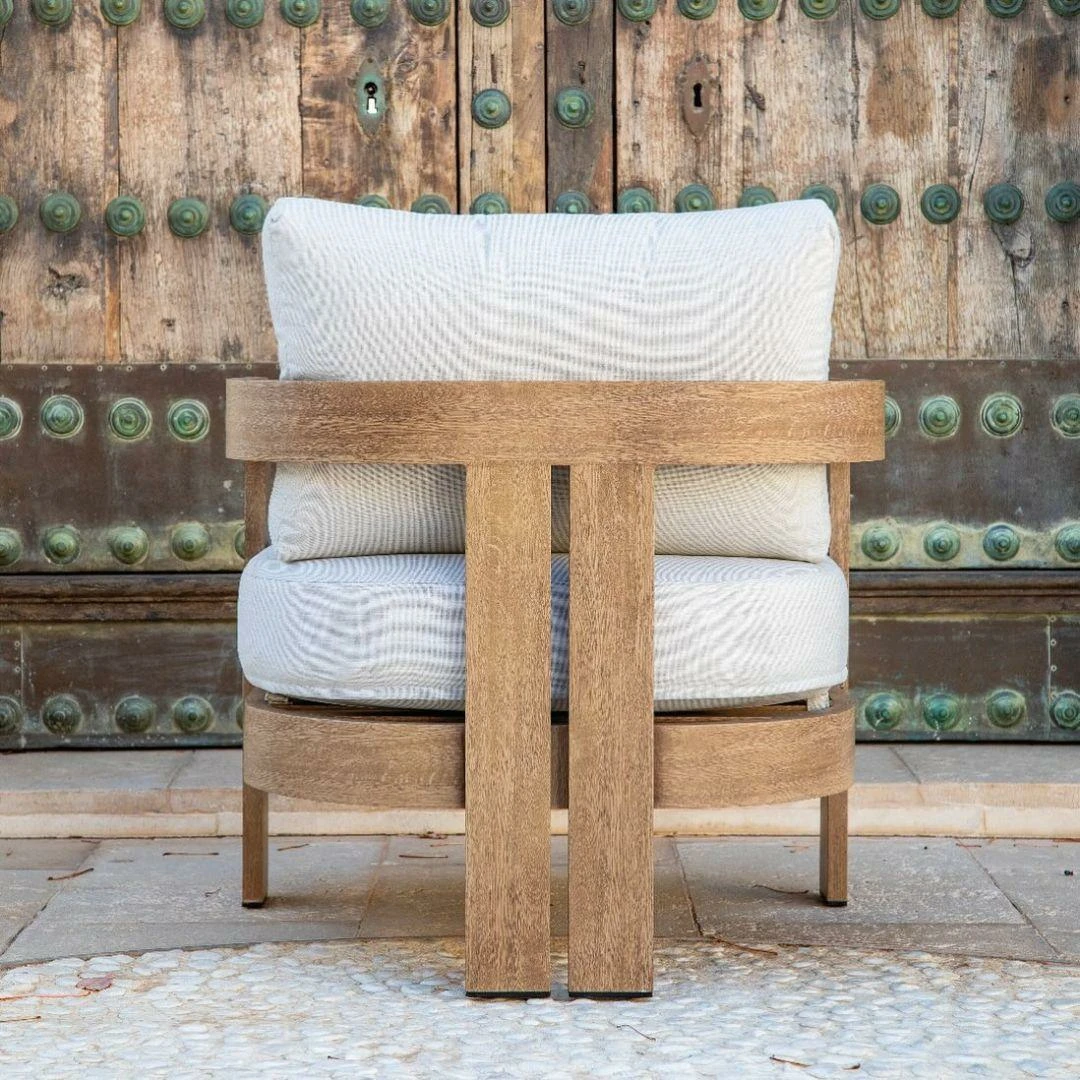 Conjunto de jardín 5 plazas en aluminio imitación madera - Imagen 2