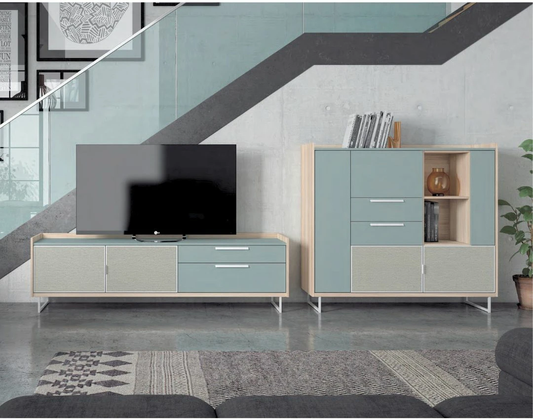 Aparador con puertas textil y patas aluminio - Imagen 2