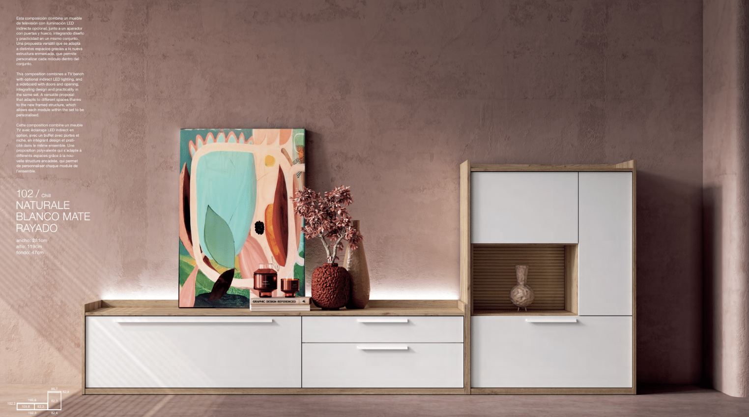 Composición Salón compuesto por mueble TV y vajillero