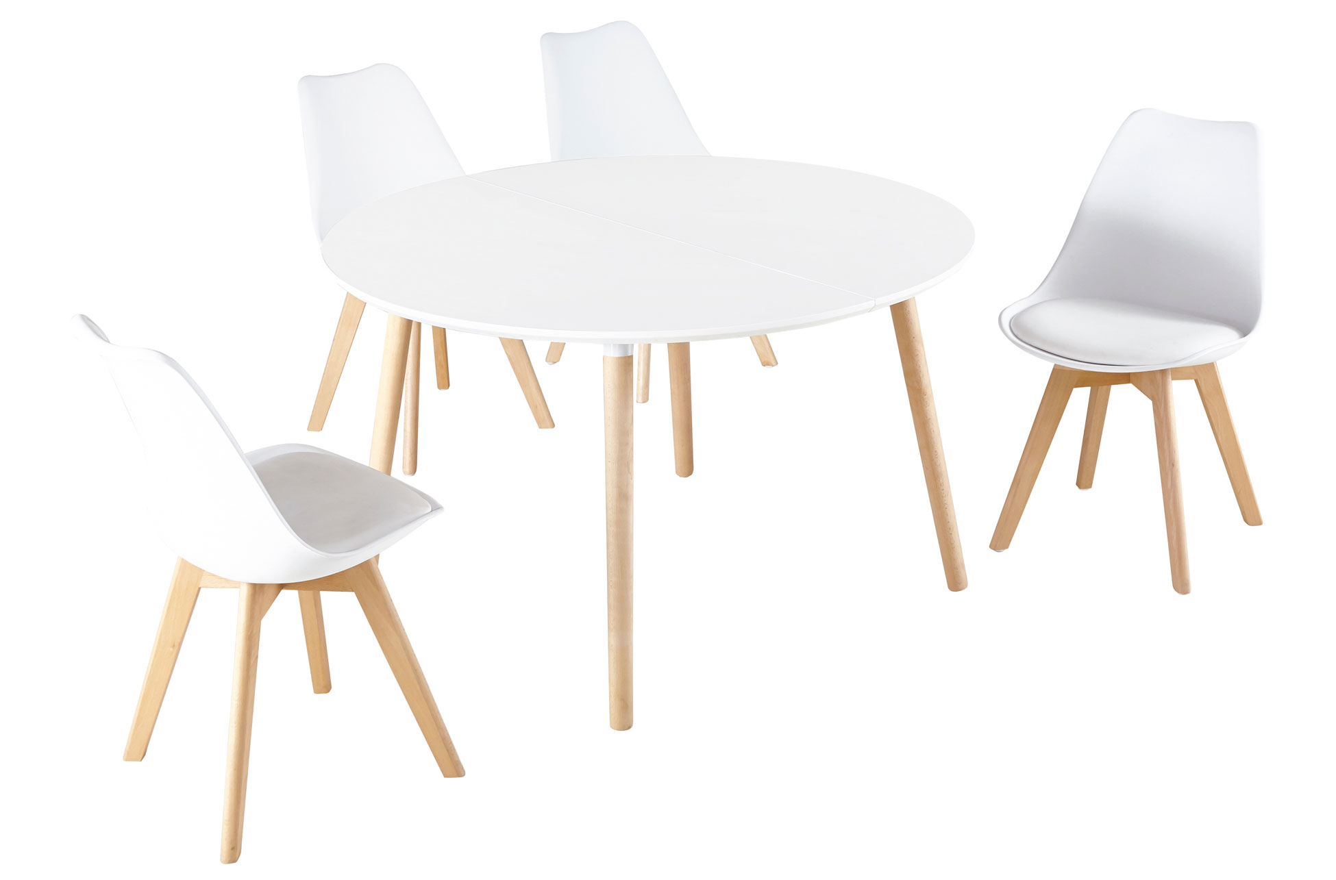 MESA COMEDOR EXTENSIBLE NORDIKA 100 - 140 - 180 CM BLANCO / HAYA. - Imagen 5