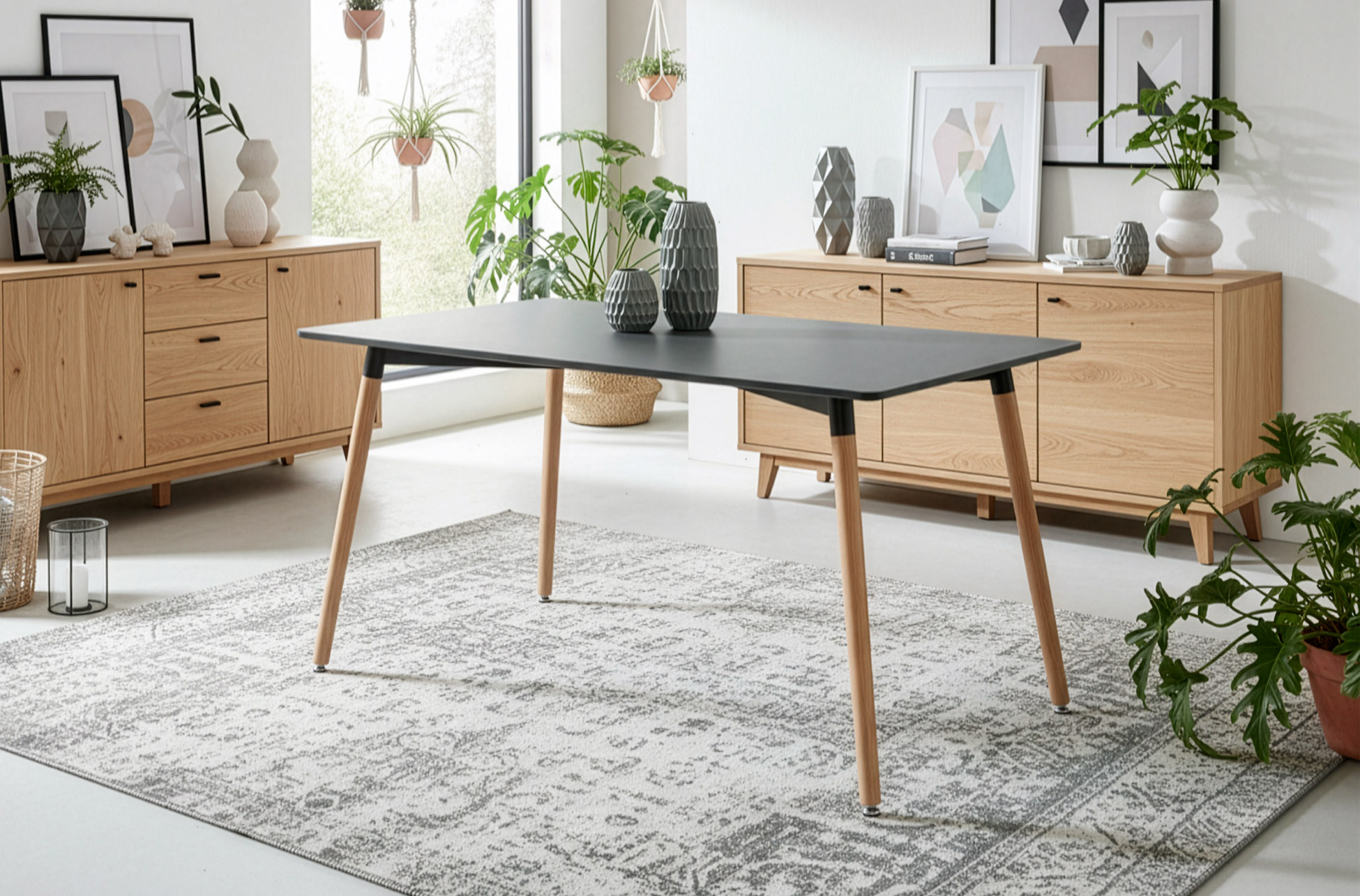 MESA COMEDOR FIJA NORDIKA 140 x 80 CM GRIS / HAYA.