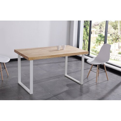 MESA COMEDOR FIJA NATURAL 140 x 80 CM  ROBLE NORDISH / BLANCO.