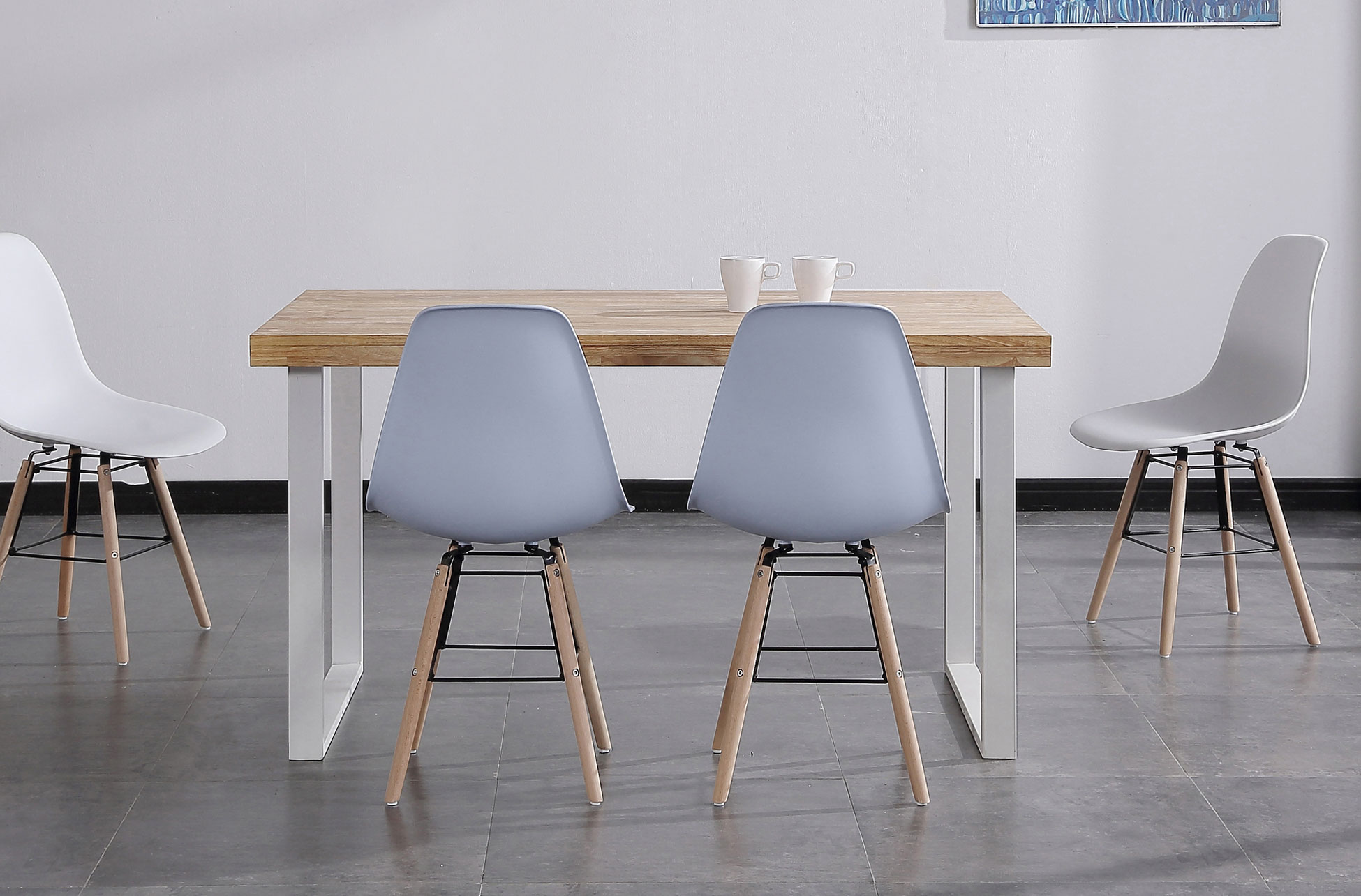 MESA COMEDOR FIJA NATURAL 140 x 80 CM ROBLE NORDISH / BLANCO. - Imagen 2