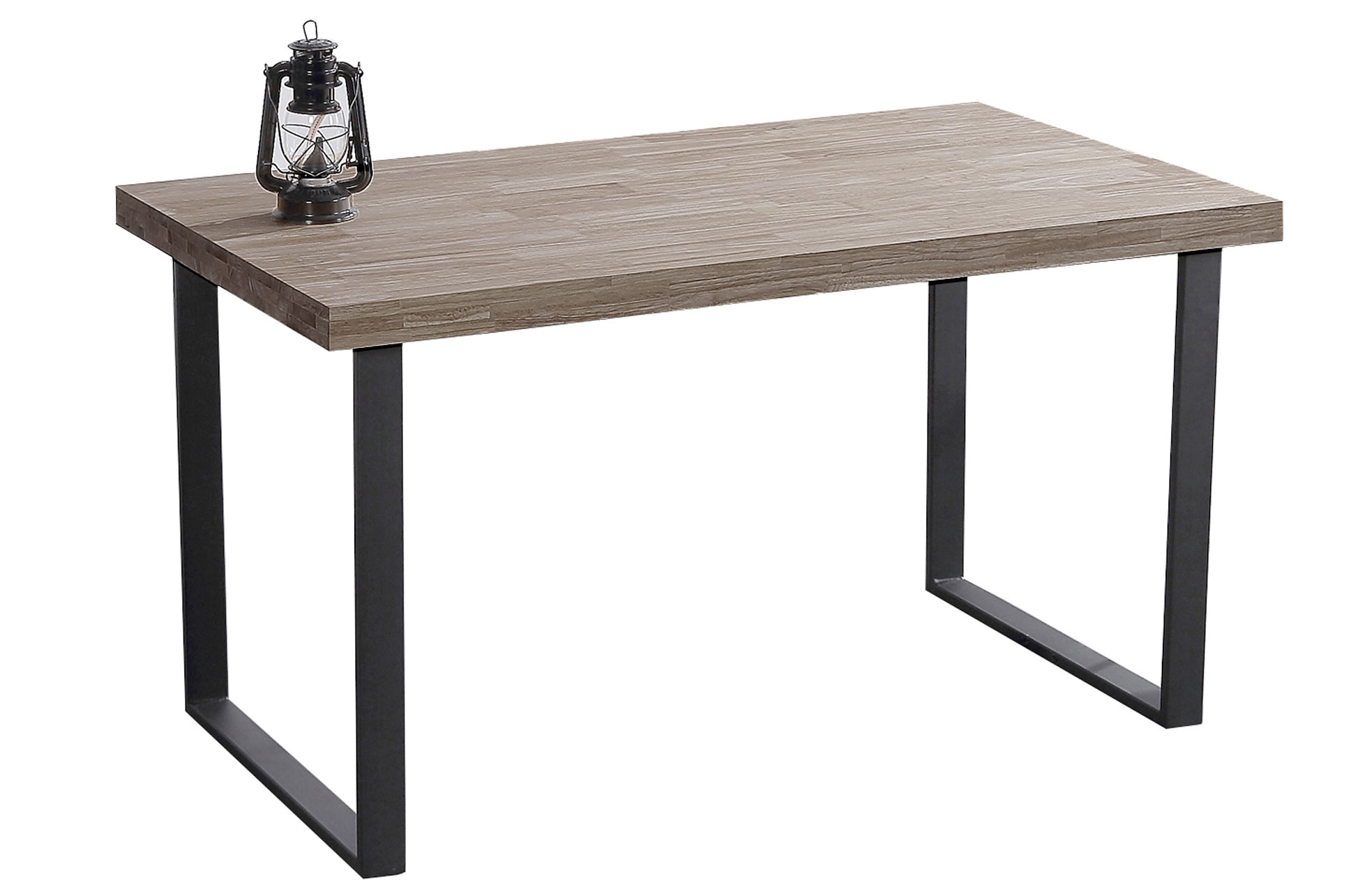 MESA COMEDOR FIJA NATURAL 140 x 80 CM ROBLE AMERICAN / NEGRO. - Imagen 2