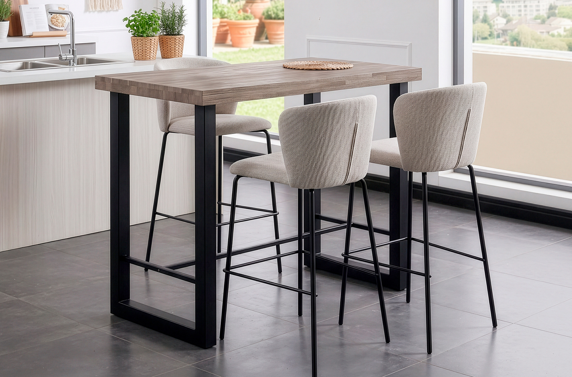 MESA ALTA LOFT 120 x 70 CM ROBLE AMERICAN / NEGRO.