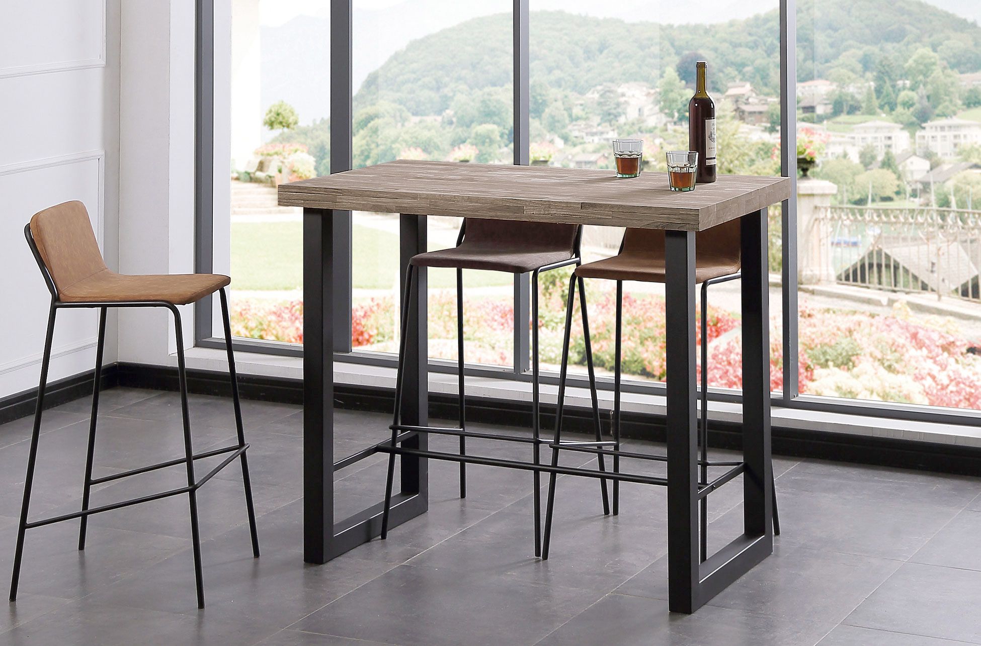 MESA ALTA LOFT 120 x 70 CM ROBLE AMERICAN / NEGRO. - Imagen 2