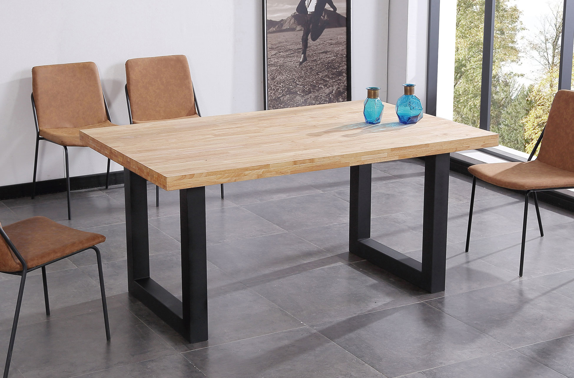 MESA COMEDOR FIJA LOFT 160 x 100 CM ROBLE NORDISH / NEGRO.