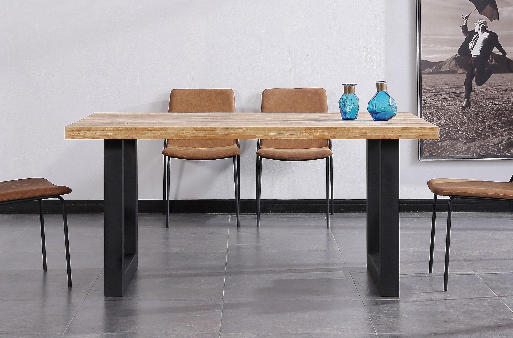 MESA COMEDOR FIJA LOFT 160 x 100 CM ROBLE NORDISH / NEGRO. - Imagen 2