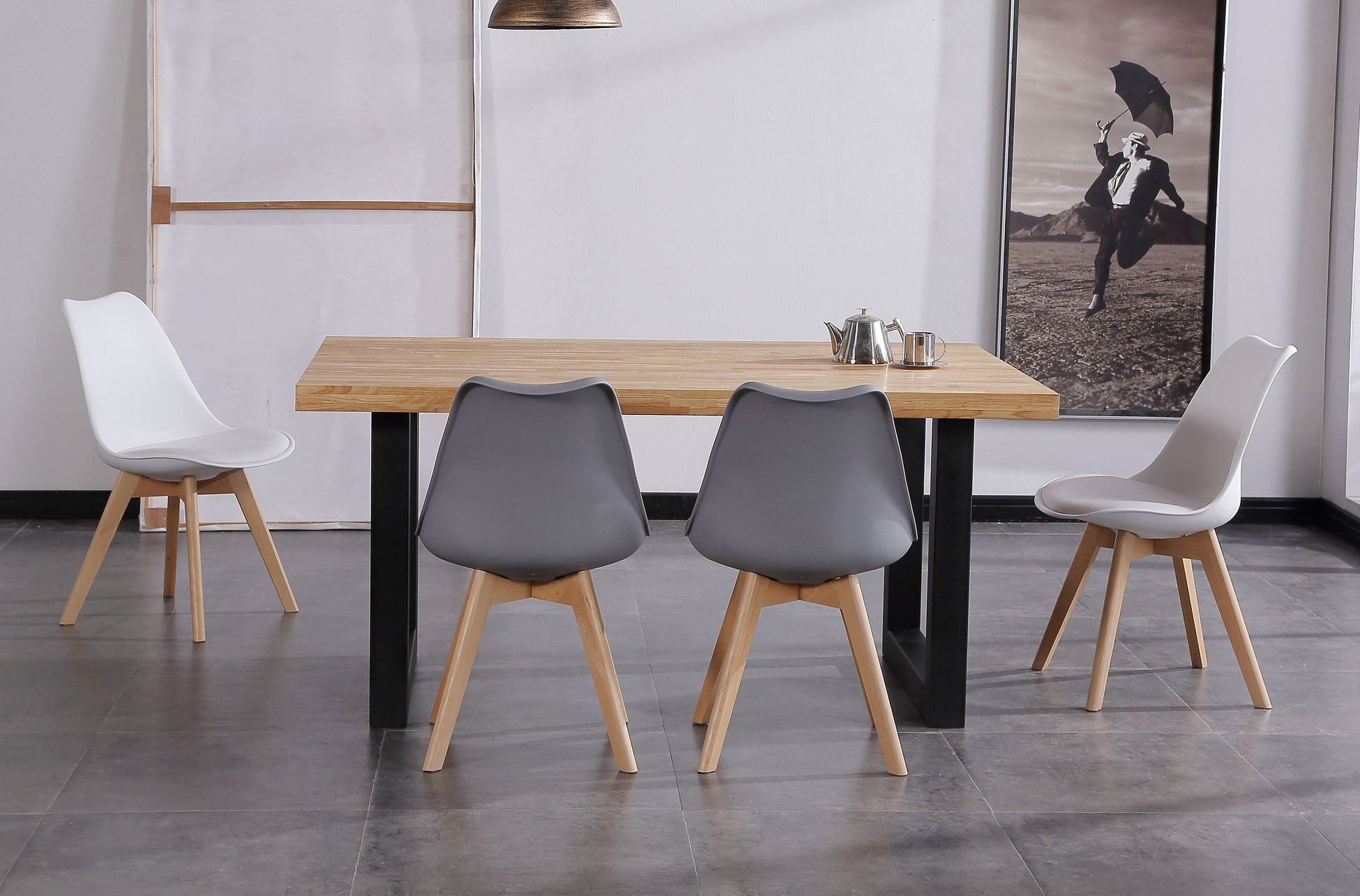 MESA COMEDOR FIJA LOFT 160 x 100 CM ROBLE NORDISH / NEGRO. - Imagen 3