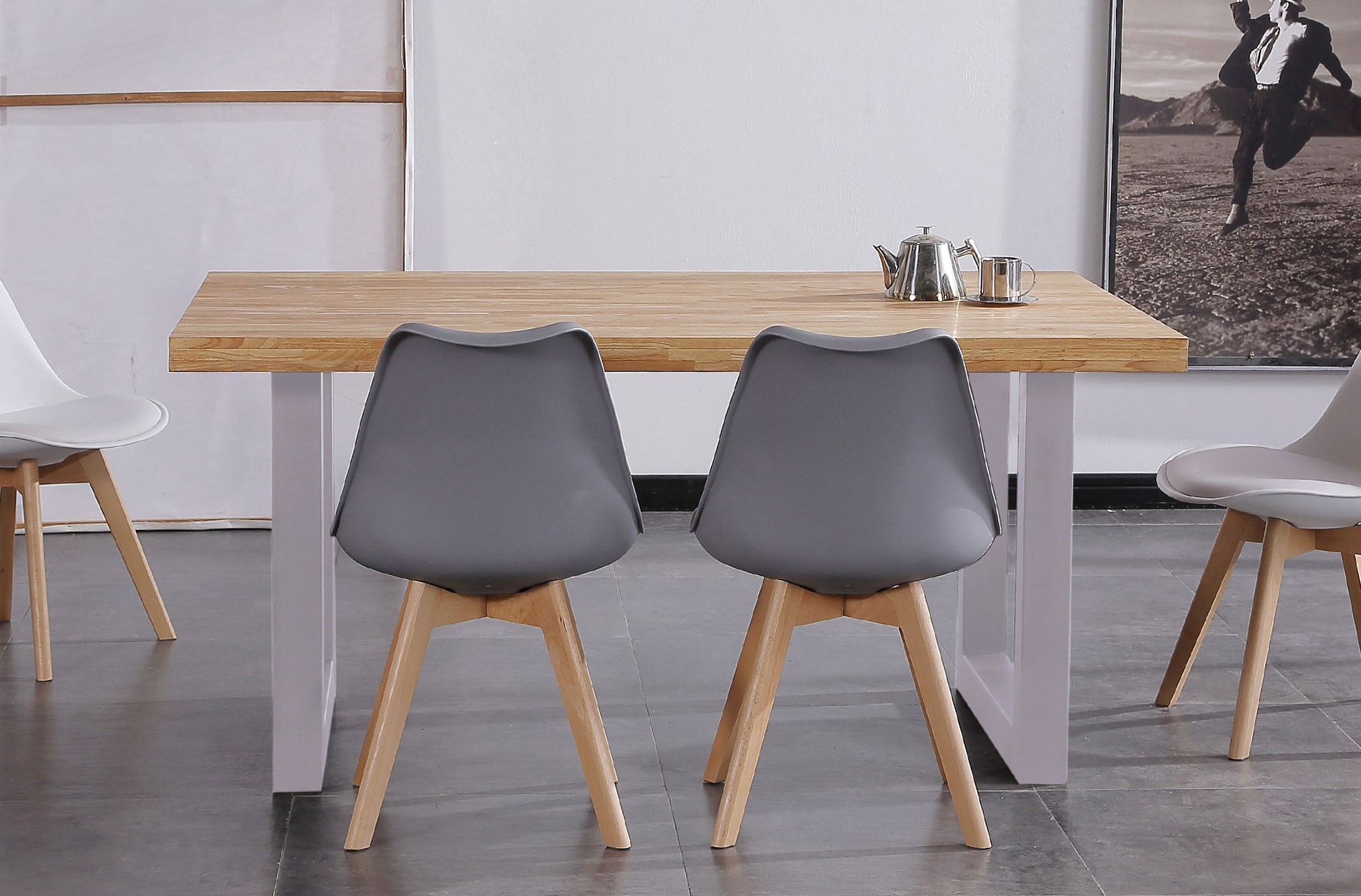 MESA COMEDOR FIJA LOFT 160 x 100 CM ROBLE NORDISH / BLANCO. - Imagen 3
